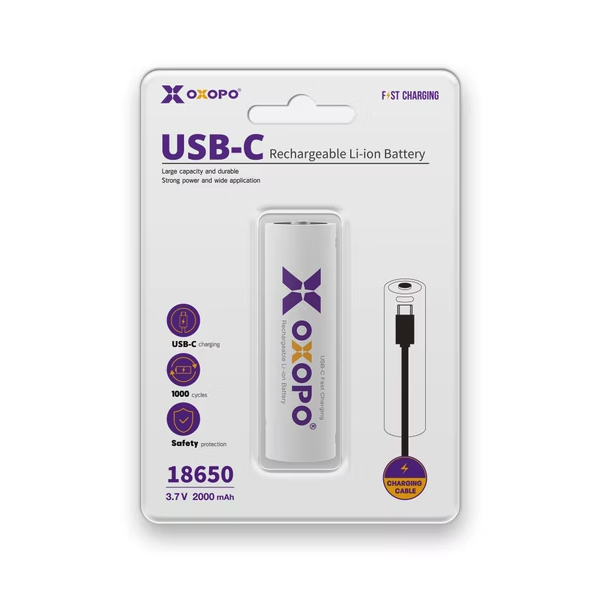 OXOPO 乂靛馳 XC系列 二代 18650 3.7V 快充鋰電池 2000mAh X0100041 - 商品圖 3